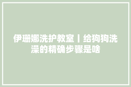 伊珊娜洗护教室丨给狗狗洗澡的精确步骤是啥