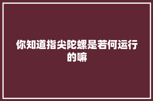 你知道指尖陀螺是若何运行的嘛