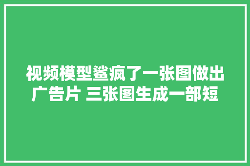 视频模型鲨疯了一张图做出广告片 三张图生成一部短剧