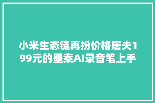 小米生态链再扮价格屠夫199元的墨案AI录音笔上手体验