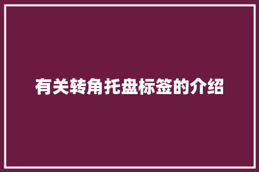 有关转角托盘标签的介绍