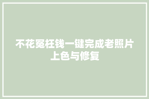 不花冤枉钱一键完成老照片上色与修复