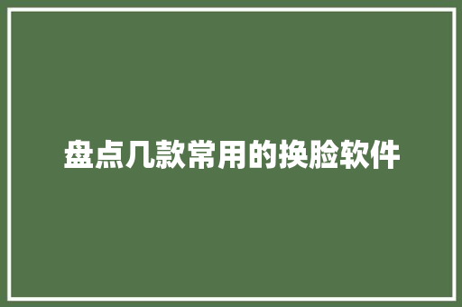 盘点几款常用的换脸软件