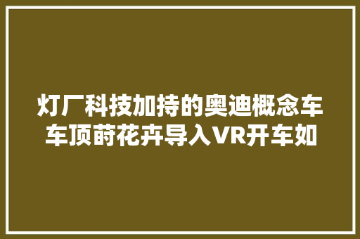 灯厂科技加持的奥迪概念车车顶莳花卉导入VR开车如同玩游戏