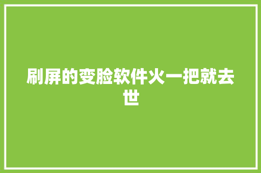 刷屏的变脸软件火一把就去世