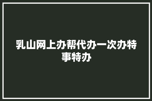 乳山网上办帮代办一次办特事特办