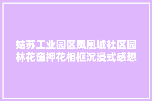 姑苏工业园区凤凰城社区园林花窗押花相框沉浸式感想沾染花窗之美