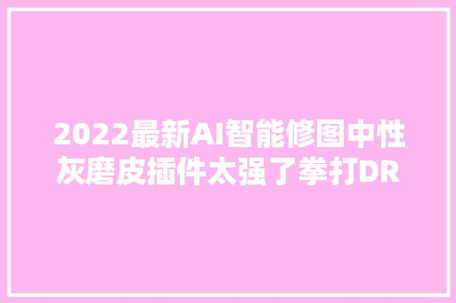 2022最新AI智能修图中性灰磨皮插件太强了拳打DR5脚踢DRX