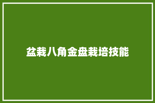 盆栽八角金盘栽培技能