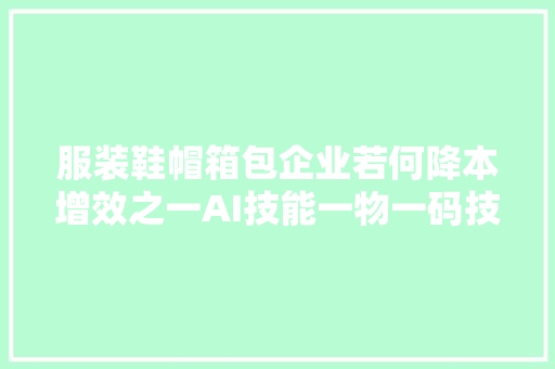 服装鞋帽箱包企业若何降本增效之一AI技能一物一码技能