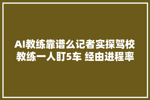 AI教练靠谱么记者实探驾校教练一人盯5车 经由进程率提高10