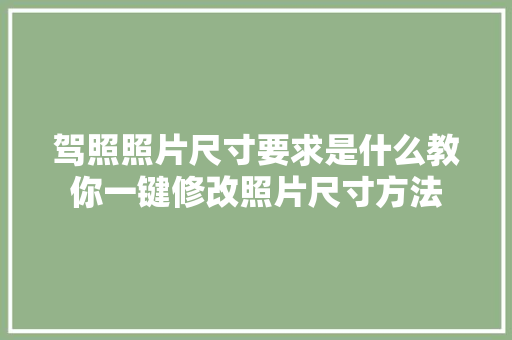 驾照照片尺寸要求是什么教你一键修改照片尺寸方法