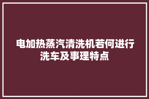 电加热蒸汽清洗机若何进行洗车及事理特点