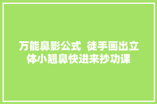 万能鼻影公式  徒手画出立体小翘鼻快进来抄功课