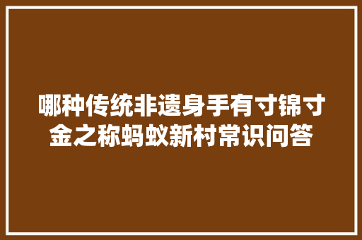 哪种传统非遗身手有寸锦寸金之称蚂蚁新村常识问答