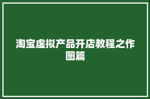 淘宝虚拟产品开店教程之作图篇