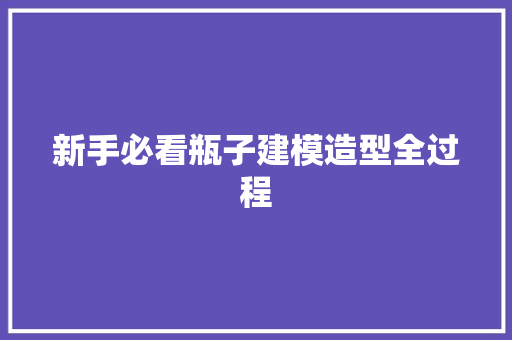 新手必看瓶子建模造型全过程