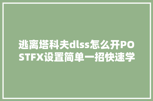 逃离塔科夫dlss怎么开POSTFX设置简单一招快速学会