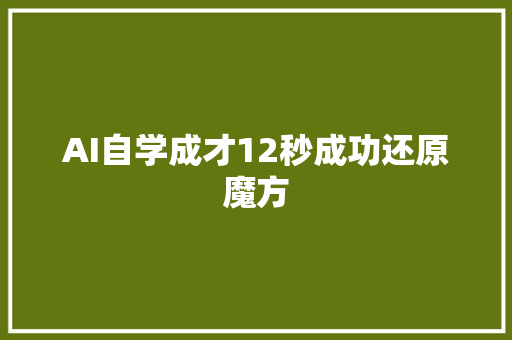 AI自学成才12秒成功还原魔方