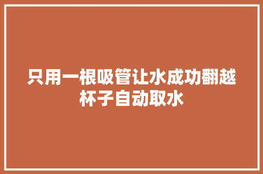 只用一根吸管让水成功翻越杯子自动取水