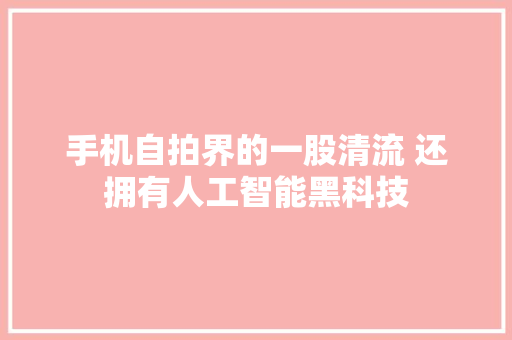 手机自拍界的一股清流 还拥有人工智能黑科技