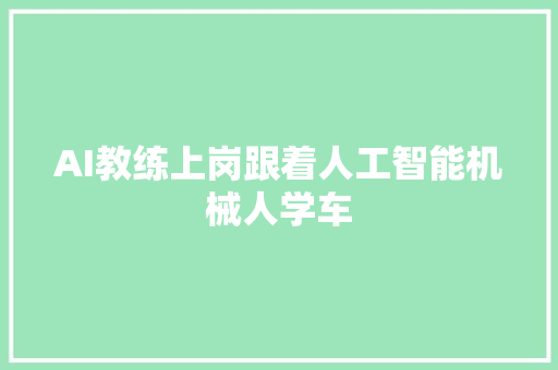 AI教练上岗跟着人工智能机械人学车