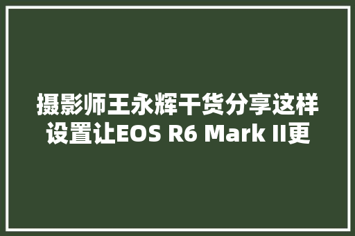 摄影师王永辉干货分享这样设置让EOS R6 Mark II更好用