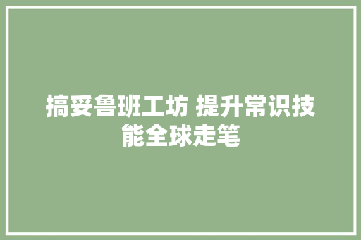 搞妥鲁班工坊 提升常识技能全球走笔