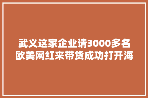 武义这家企业请3000多名欧美网红来带货成功打开海外市场