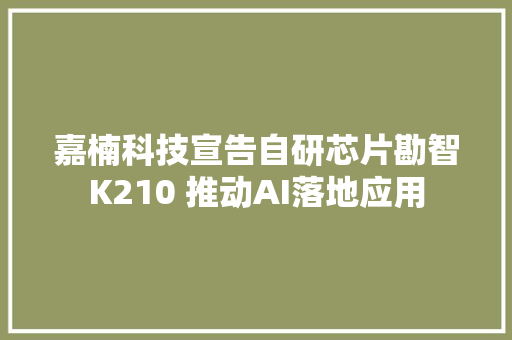 嘉楠科技宣告自研芯片勘智K210 推动AI落地应用