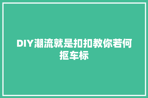 DIY潮流就是扣扣教你若何抠车标