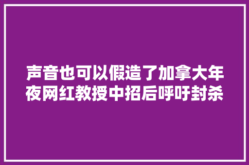 声音也可以假造了加拿大年夜网红教授中招后呼吁封杀AI造假