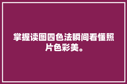 掌握读图四色法瞬间看懂照片色彩美。