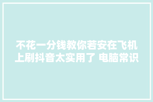 不花一分钱教你若安在飞机上刷抖音太实用了 电脑常识