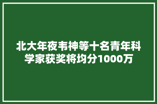 北大年夜韦神等十名青年科学家获奖将均分1000万