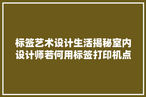 标签艺术设计生活揭秘室内设计师若何用标签打印机点亮每个角落