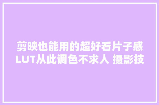 剪映也能用的超好看片子感LUT从此调色不求人 摄影技巧