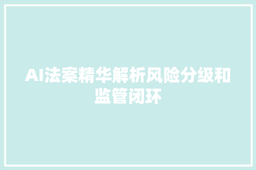 AI法案精华解析风险分级和监管闭环