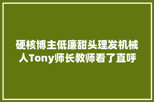 硬核博主低廉甜头理发机械人Tony师长教师看了直呼内行