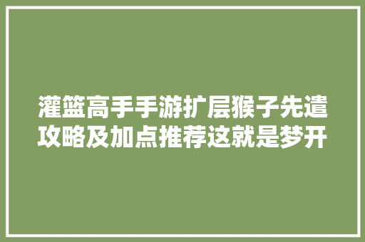 灌篮高手手游扩层猴子先遣攻略及加点推荐这就是梦开始的地方