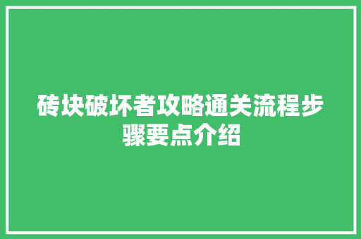 砖块破坏者攻略通关流程步骤要点介绍