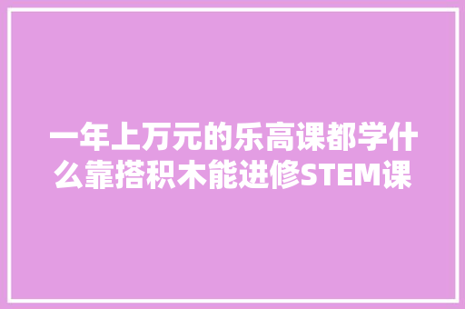 一年上万元的乐高课都学什么靠搭积木能进修STEM课程