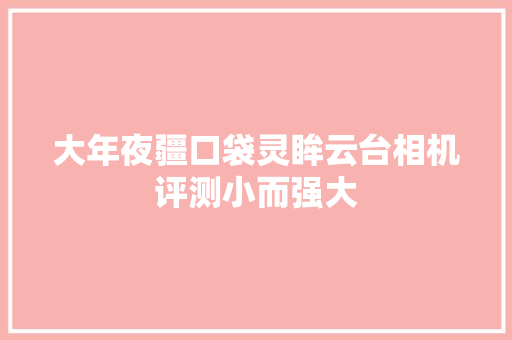 大年夜疆口袋灵眸云台相机评测小而强大