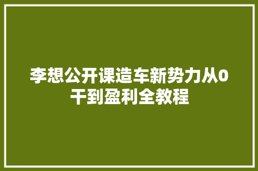 李想公开课造车新势力从0干到盈利全教程