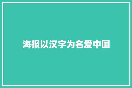 海报以汉字为名爱中国