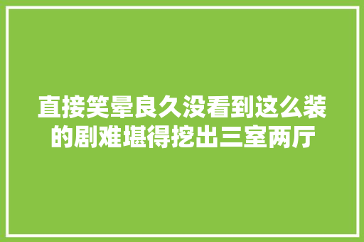 直接笑晕良久没看到这么装的剧难堪得挖出三室两厅