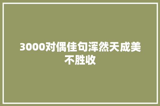 3000对偶佳句浑然天成美不胜收