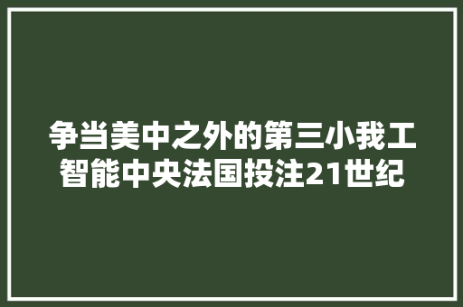 争当美中之外的第三小我工智能中央法国投注21世纪的军备竞赛