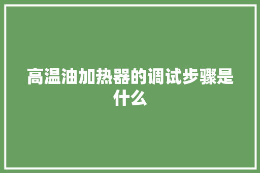 高温油加热器的调试步骤是什么