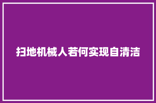 扫地机械人若何实现自清洁